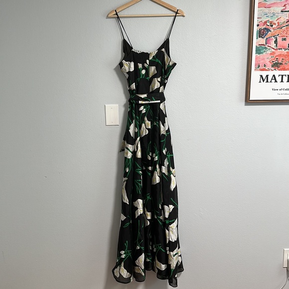 NWT Badgley Mischka Belle Full Length Tie Waist Floral Dress A Line Gown - Picture 3 of 3